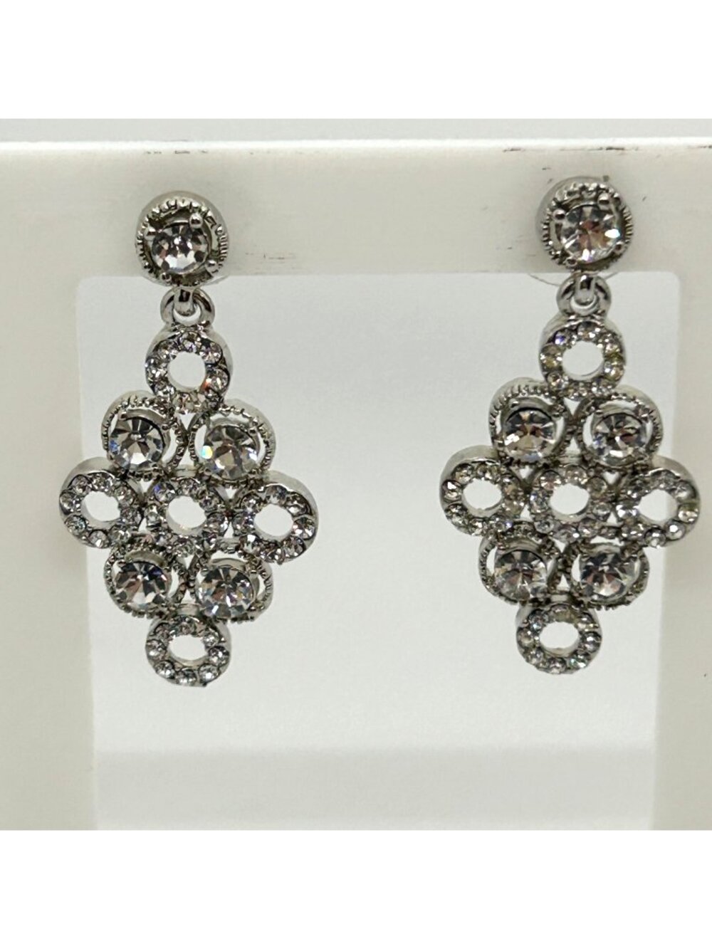 Chandelier Earrings Filigree Dangle Rhinestone Wedding Prom Elegant Sparkling